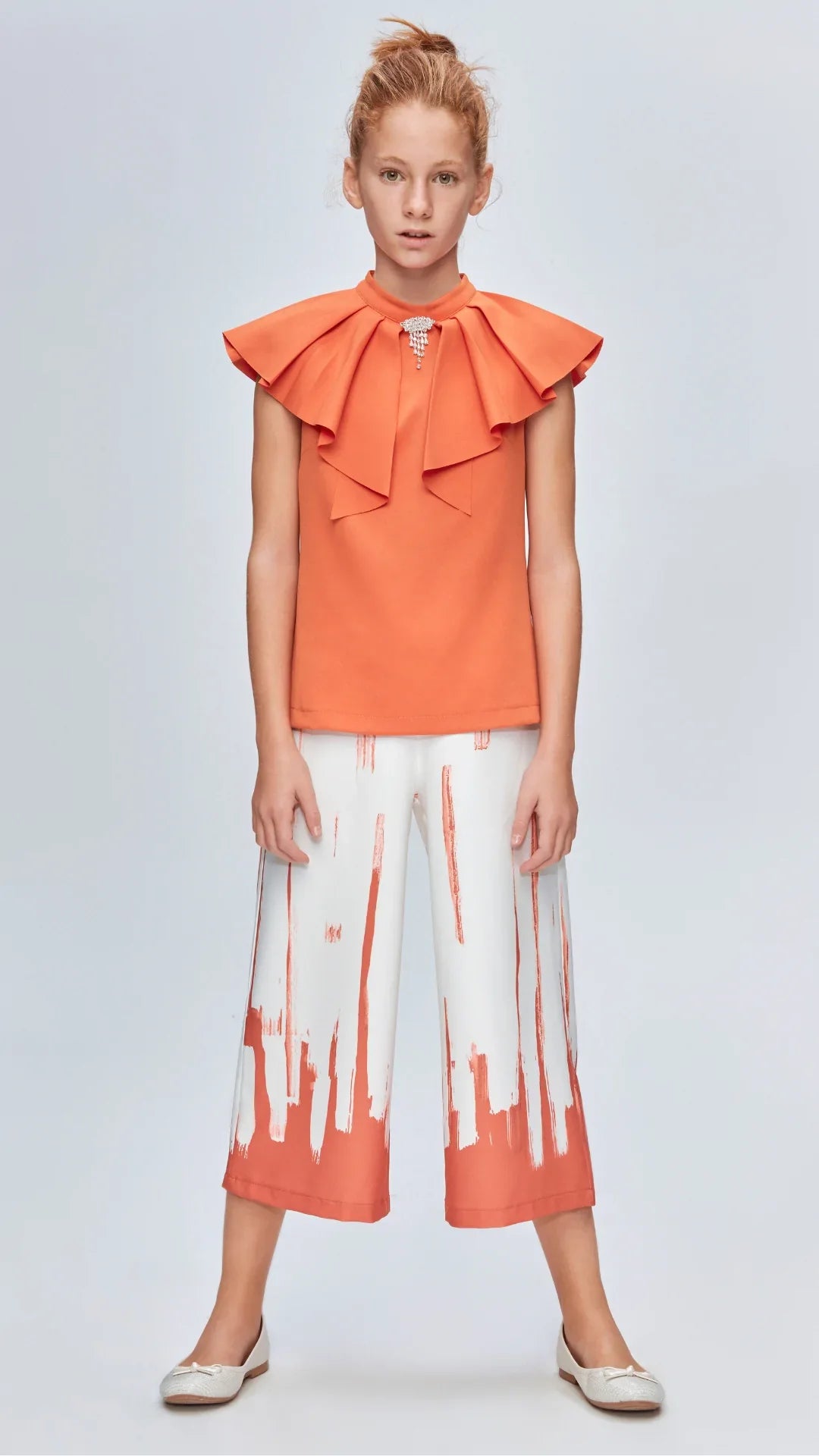 InCity Kids Girls Solid Sleeveless Cascade Dress Blouse InCity Boys & Girls