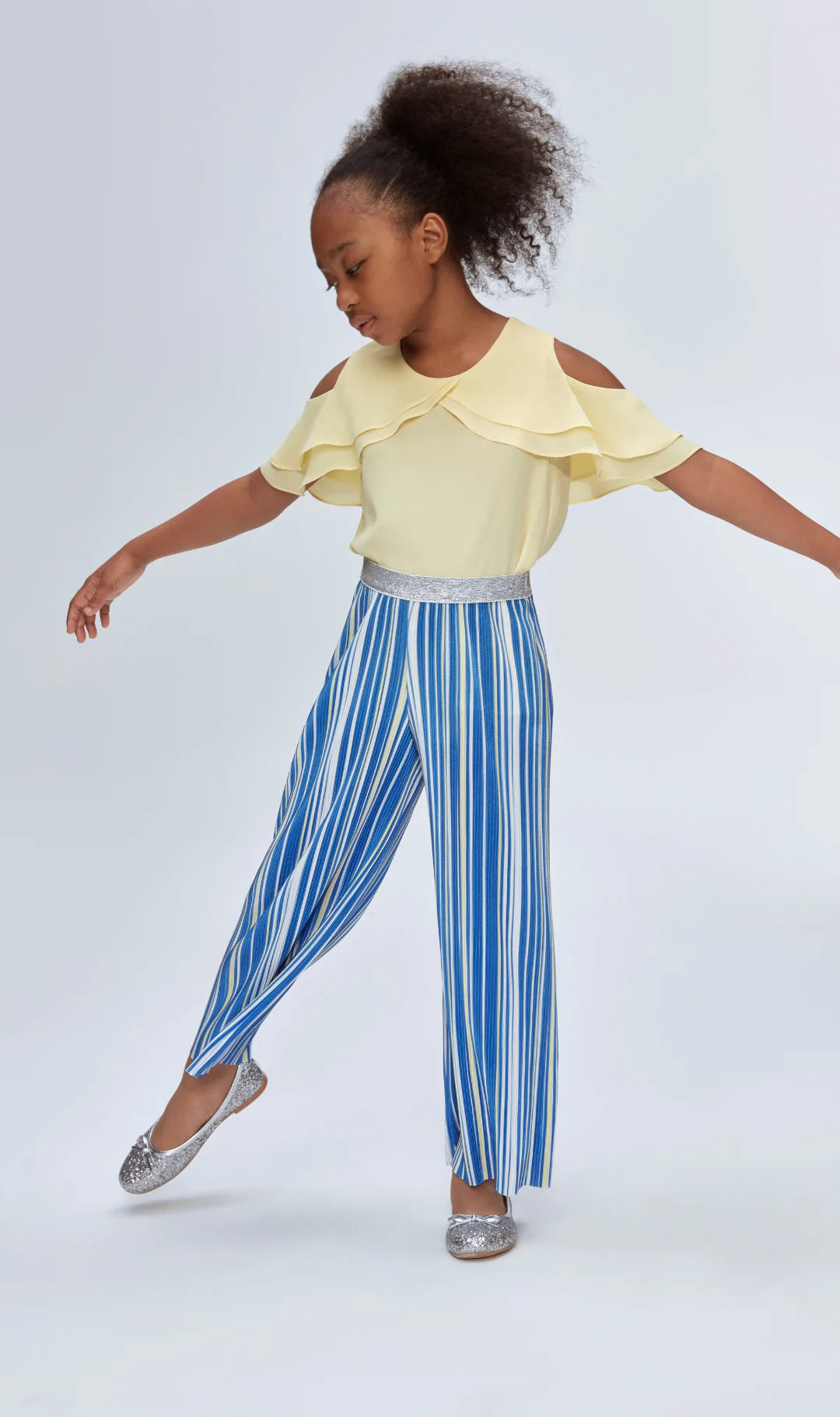 InCity Kids Girls Solid Round Neck Ruffle Dress Blouse InCity Boys & Girls