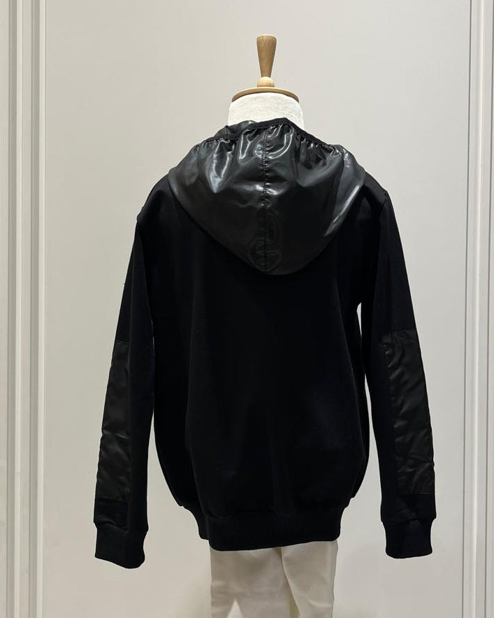 Erkek Çocuk Kapşonlu Fermuarlı Paraşüt Kumaş Detaylı Kapaklı Cepli Sweat Ceket