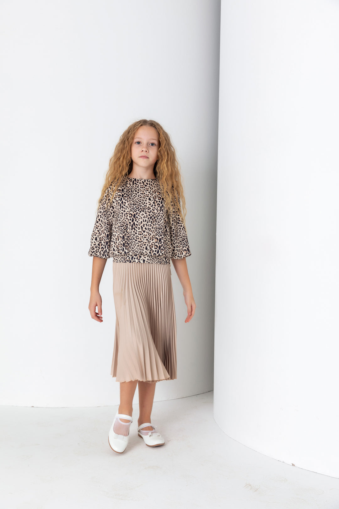 Kız Çocuk Pliseli Yandan Fermuarlı Etek