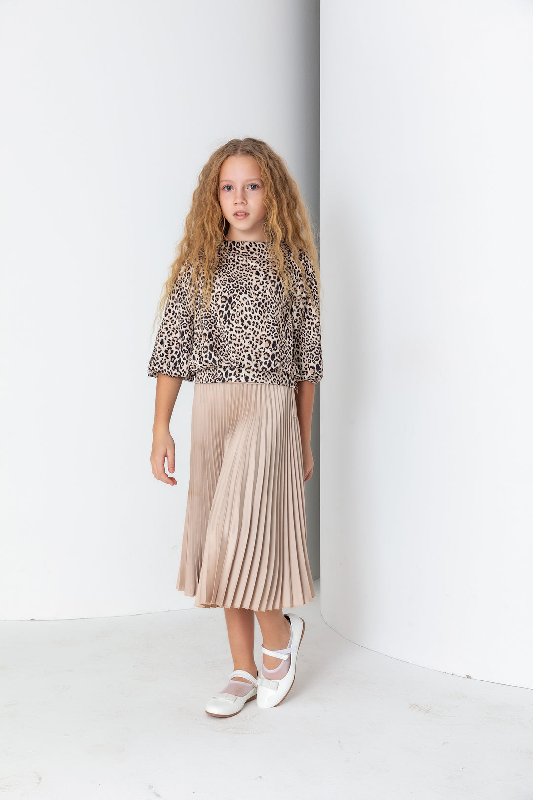 Kız Çocuk Pliseli Yandan Fermuarlı Etek