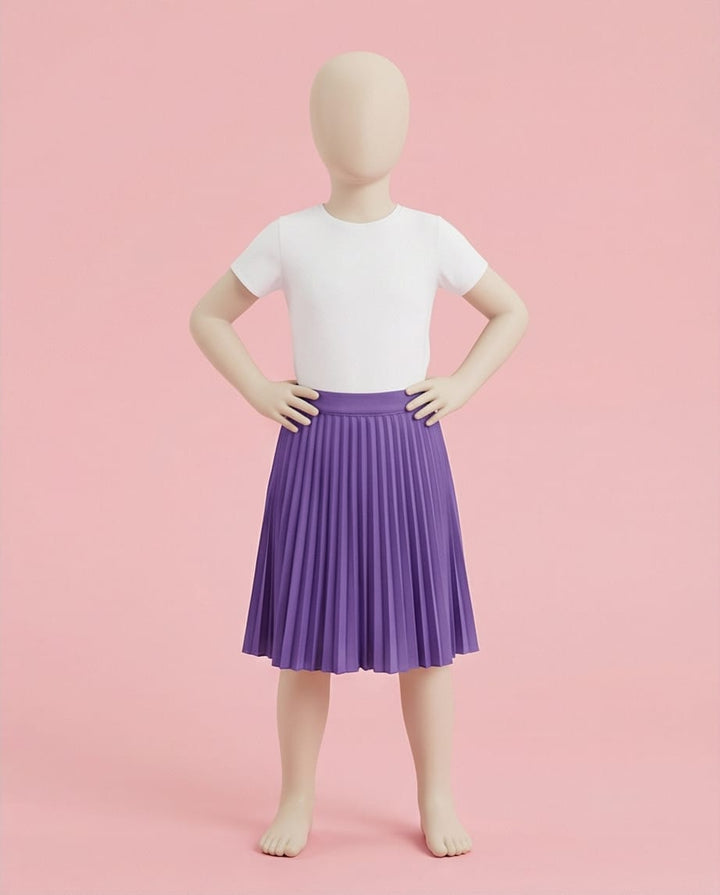 Kız Çocuk Pliseli Yandan Fermuarlı Etek