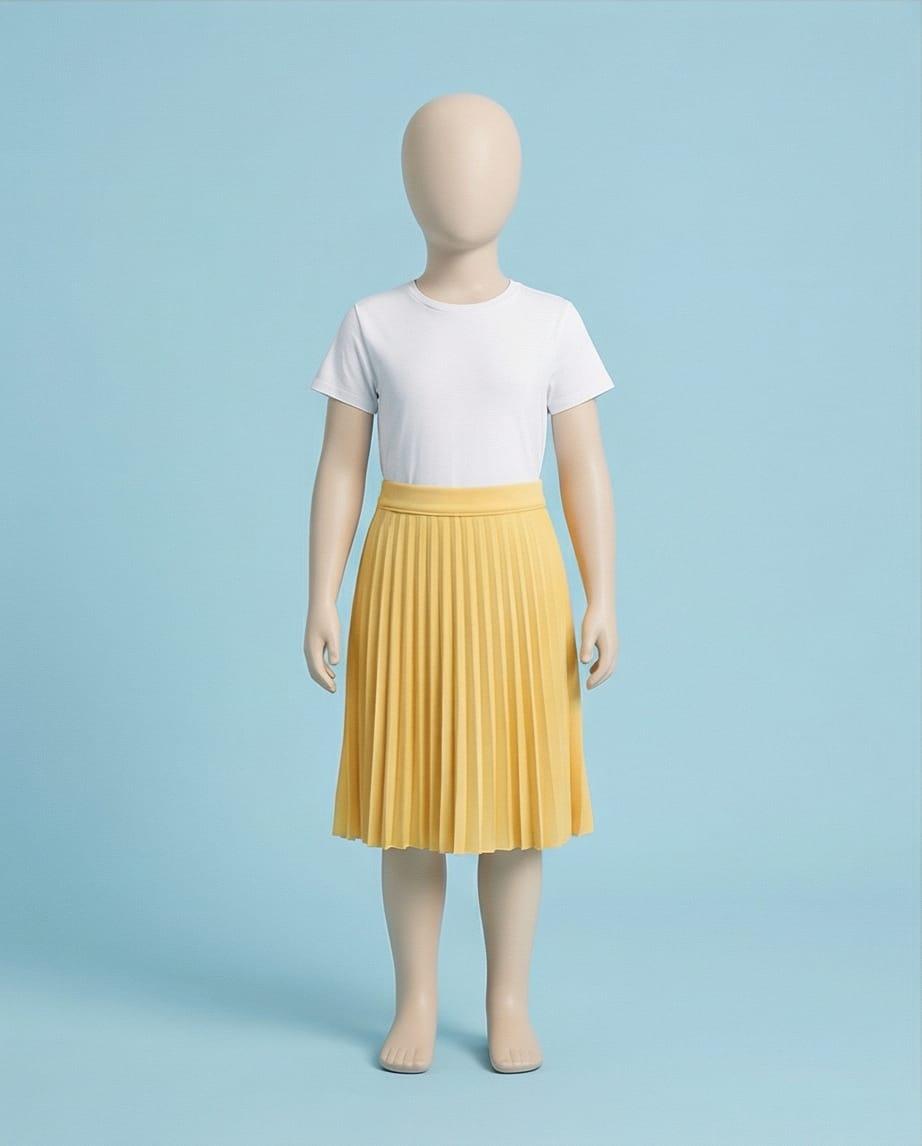 Kız Çocuk Pliseli Yandan Fermuarlı Etek