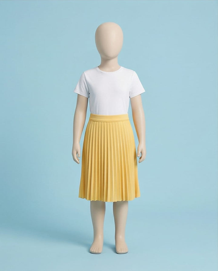 Kız Çocuk Pliseli Yandan Fermuarlı Etek