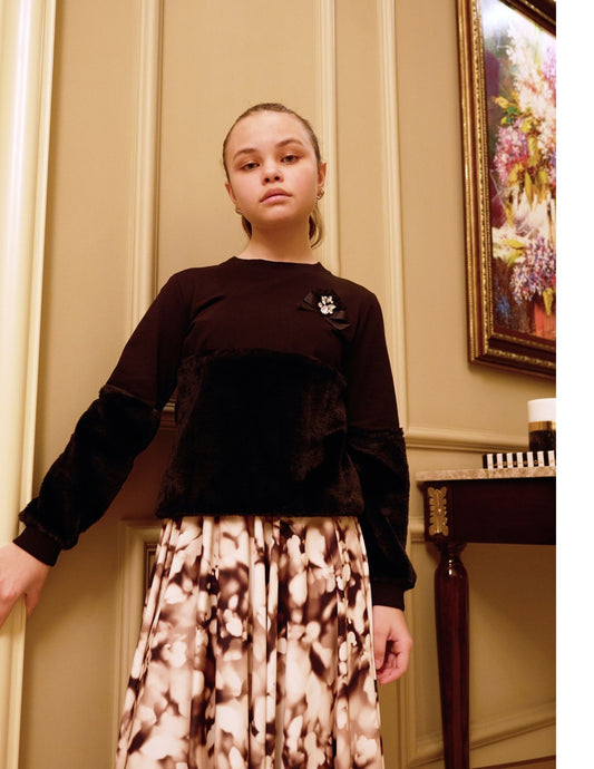 InCity Kids Kız Çocuk Yarım Peluş Sweatshirt