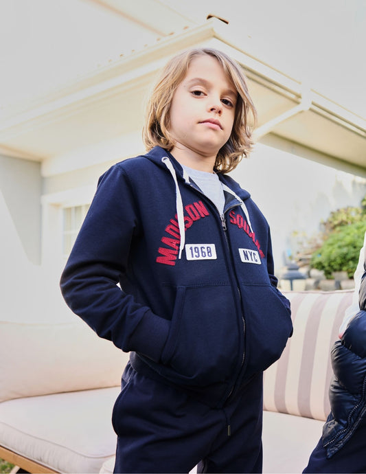 InCity Kids Erkek Çocuk NYC Nakışlı Fermuarlı Kapüşonlu Sweatshirt