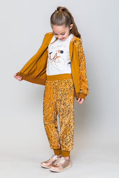 InCity Kids Kız Çocuk Kolları Pul Detaylı Kapüşonlu Fermuarlı Ceket