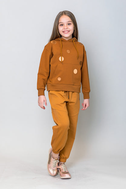 InCity Kids Kız Çocuk Kapüşonlu Puantiyeli Sweatshirt