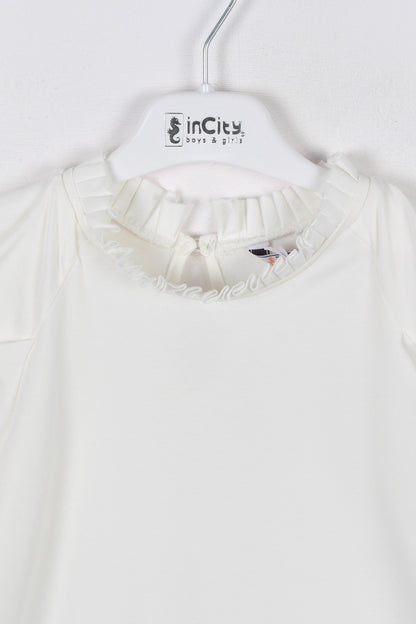 InCity Kids Kız Çocuk Pileli Hakim Yaka Basic Uzun Kollu Tişört