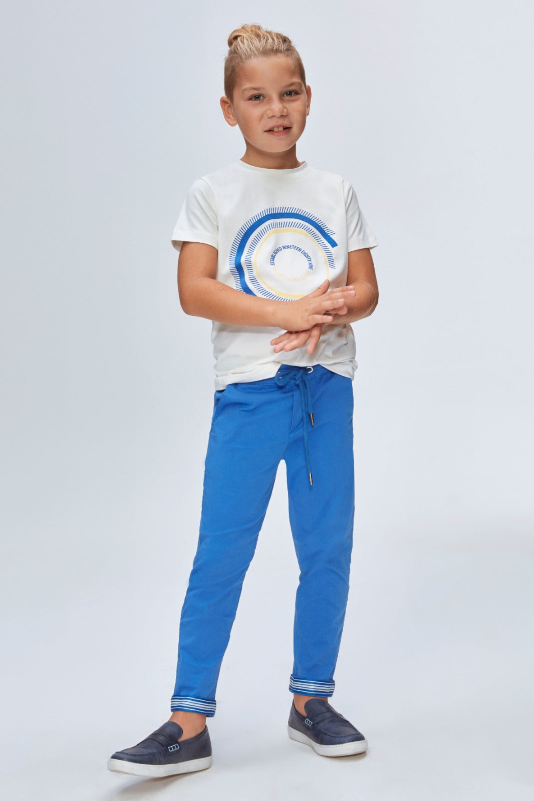 InCity Kids Boys Beli Lastikli Düz Çizgi Detaylı Paça Rahat Pantolon