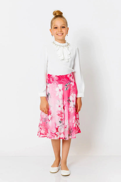 InCity Kids Girls Floral Print Midi Fashion Skirt InCity Boys & Girls
