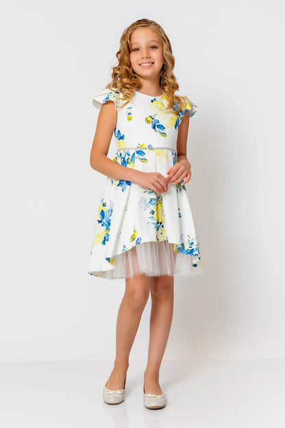 InCity Kids Girls Floral Print Cap Sleeve Pleated Fashion Dress InCity Boys & Girls