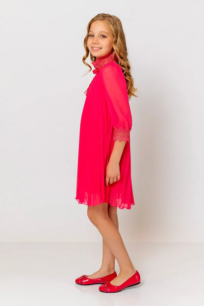 InCity Kids Girls Ribbon Neck Pleated Dress InCity Boys & Girls