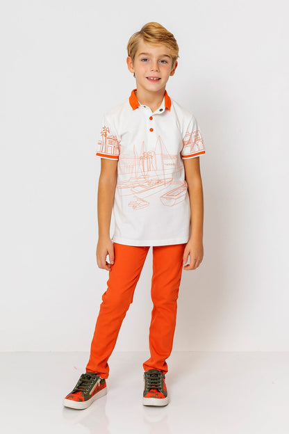InCity Kids Boys Printed Button Short Sleeve Yacht Polo Shirt InCity Boys & Girls