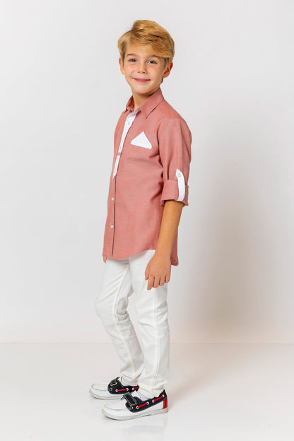 InCity Kids Boys Long Sleeve Button Down Collared Dress Shirt InCity Boys & Girls
