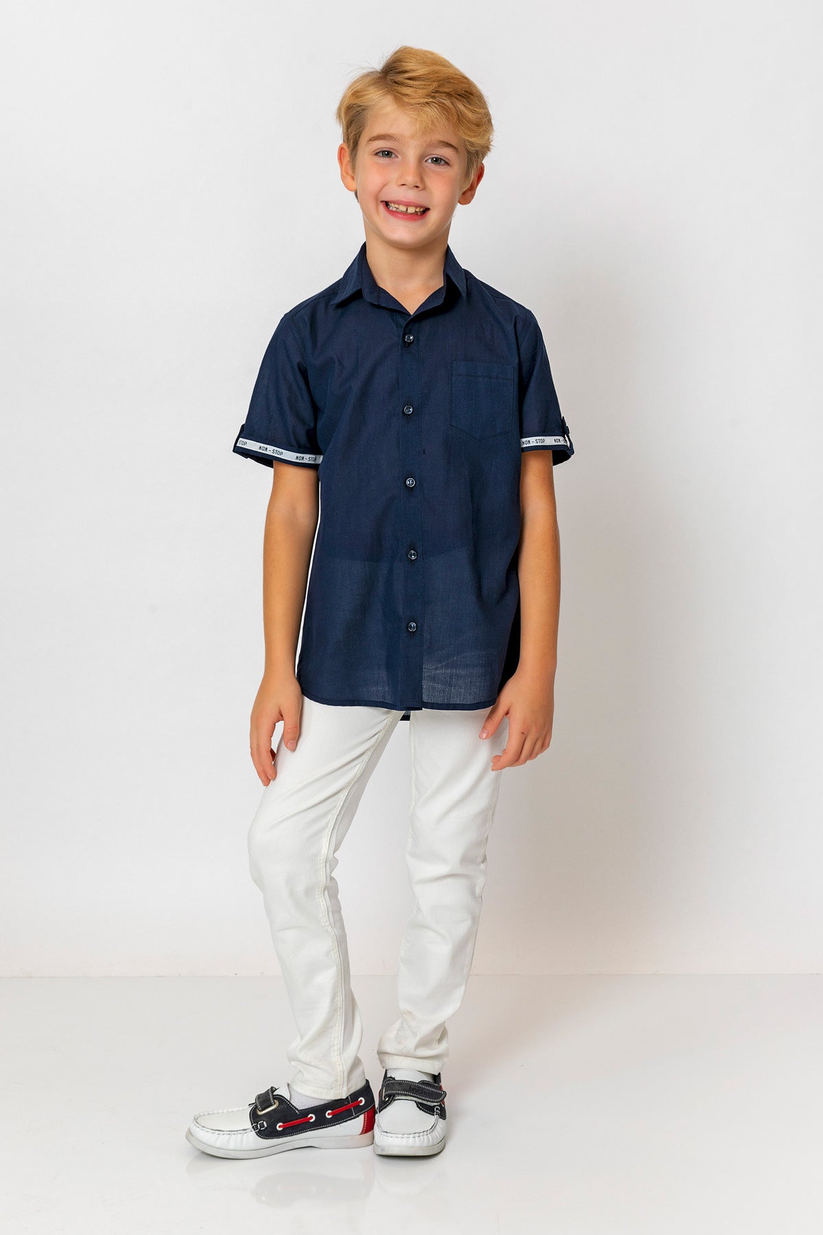 InCity Kids Boys Collared Short Sleeve Solid Pocket Button-Down Shirt InCity Boys & Girls