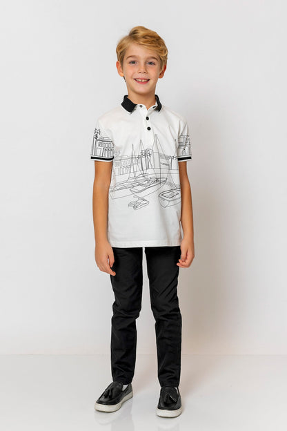 InCity Kids Boys Printed Button Short Sleeve Yacht Polo Shirt InCity Boys & Girls