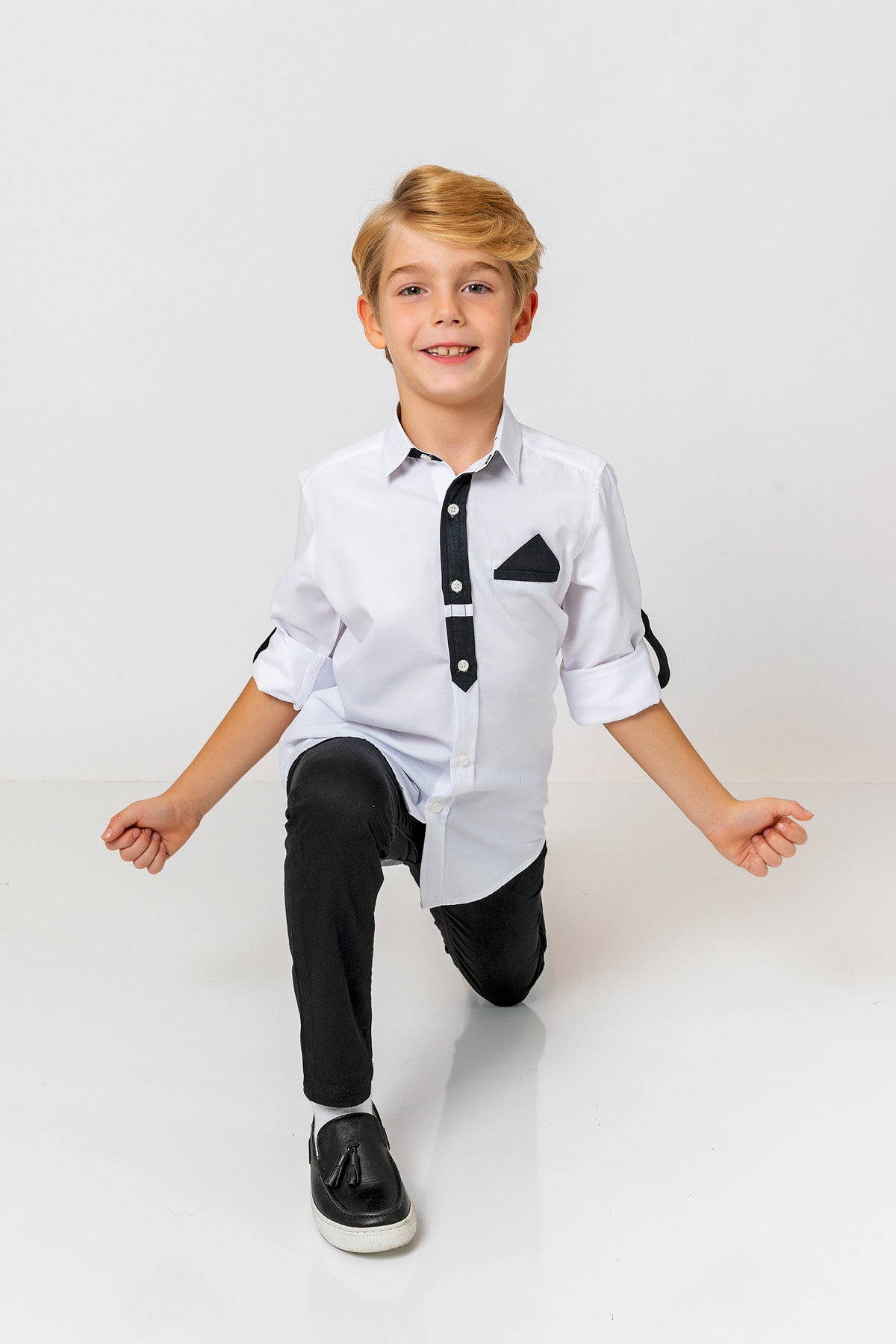 InCity Kids Boys Long Sleeve Button Down Collared Dress Shirt InCity Boys & Girls