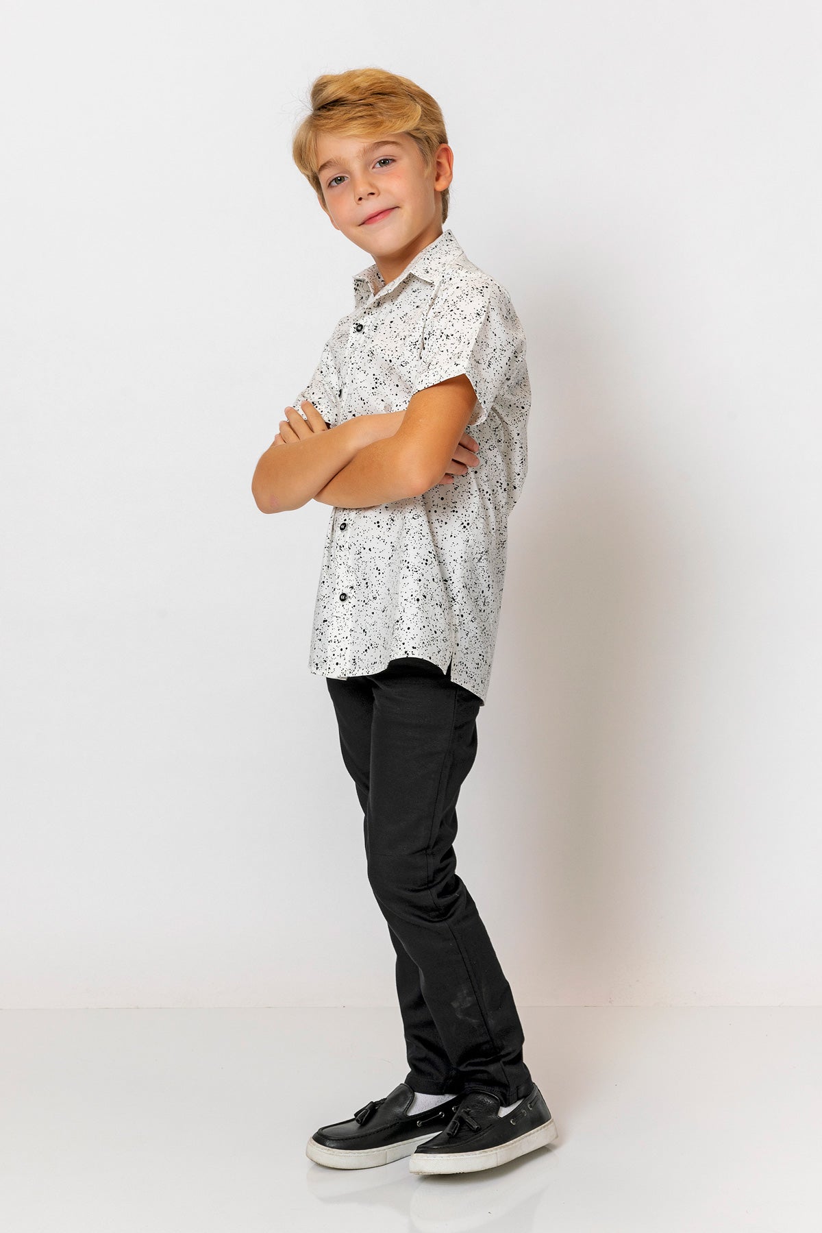 InCity Kids Boys Collared Short Sleeve Printed Button-Down Shirt InCity Boys & Girls