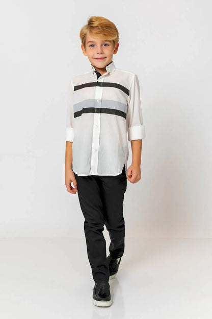 InCity Boys (3083) - Kids Collared Striped Long Sleeve Dress Shirt dogan-811