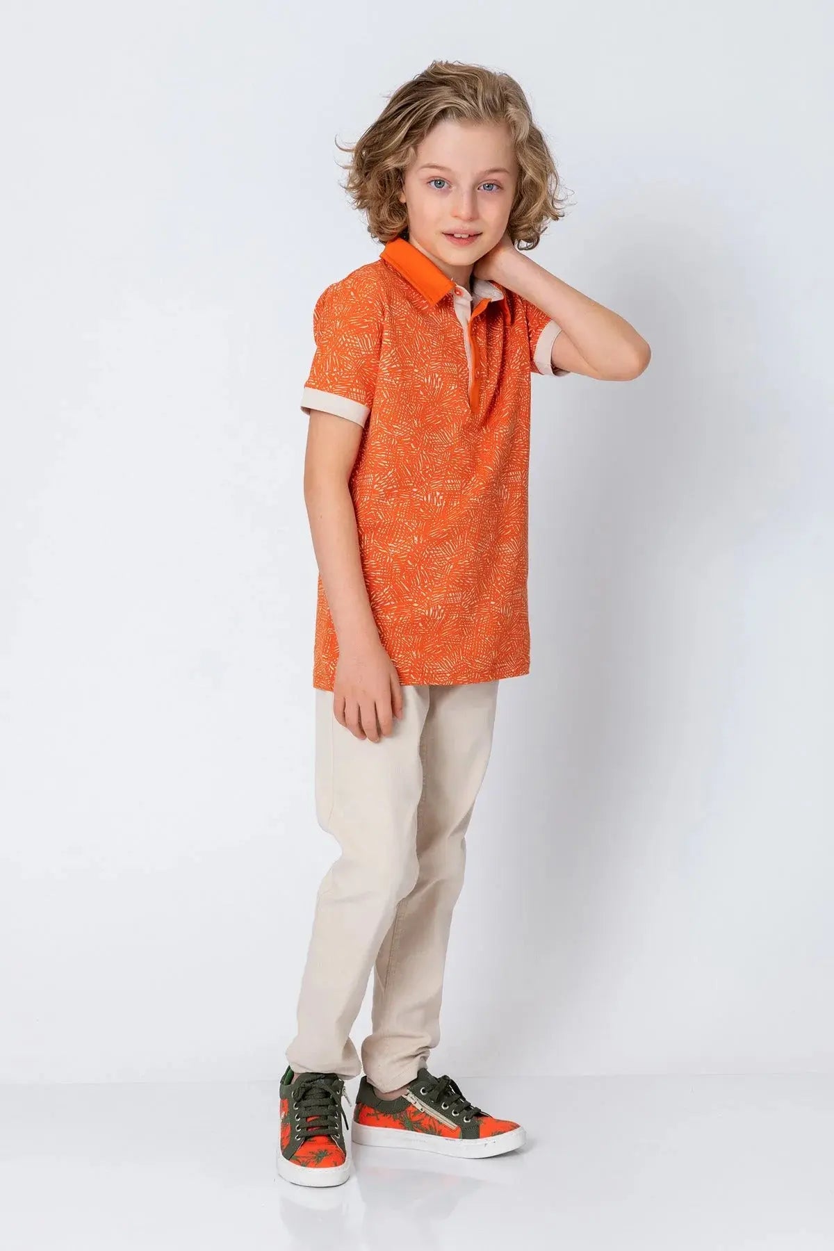 InCity Kids Boys Collared Printed Short Sleeve Button Polo Shirt InCity Boys & Girls