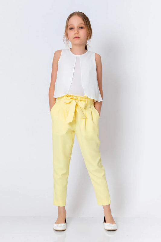 InCity Kids Girls Ribbon Belted Straight Leg Dress Pants InCity Boys & Girls