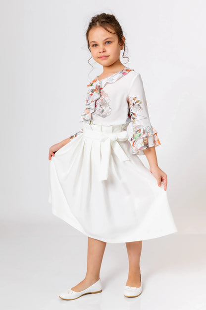 InCity Kids Girls Floral Print Cascade Fashion Blouse InCity Boys & Girls