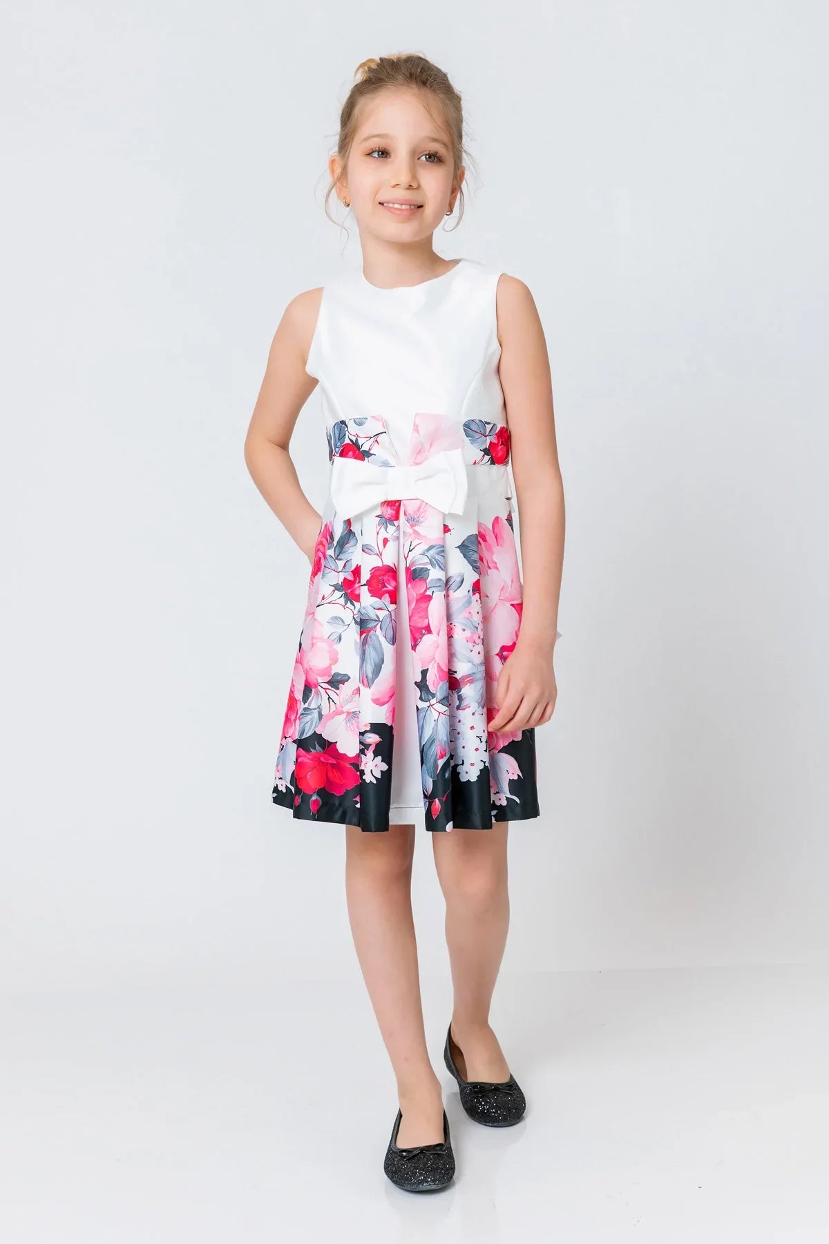 InCity Kids Girls Floral Print Ribbon Fashion Dress InCity Boys & Girls