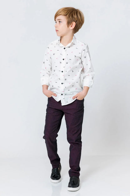 InCity Kids Boys Collared Button Up Printed Dress Shirt InCity Boys & Girls