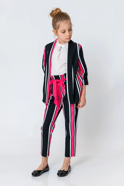 InCity Kids Girls Open Front Striped 3/4 Sleeve Dress Blazer Cardigan InCity Boys & Girls