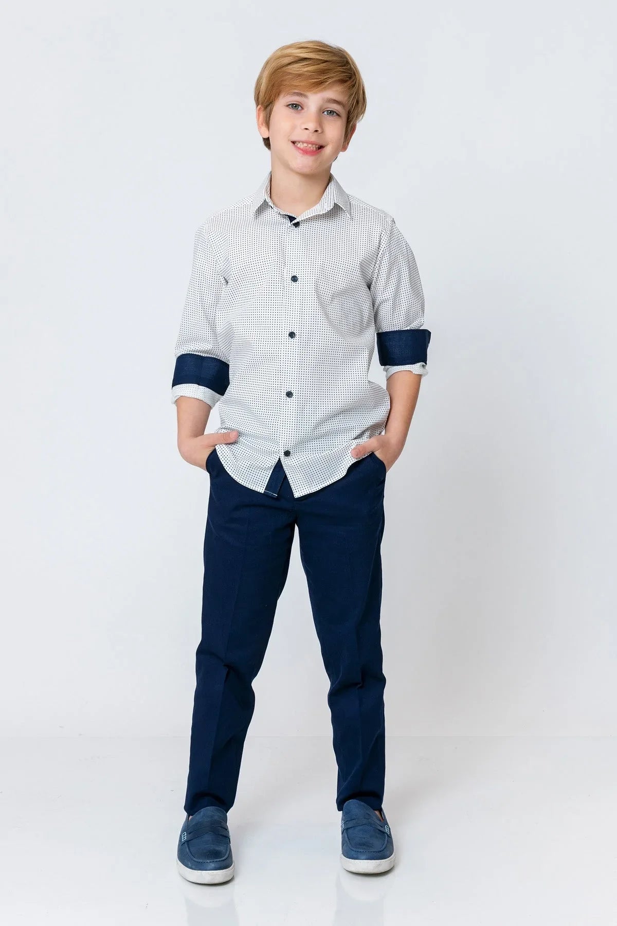 InCity Kids Boys Collared Long Sleeve Star Dress Shirt InCity Boys & Girls