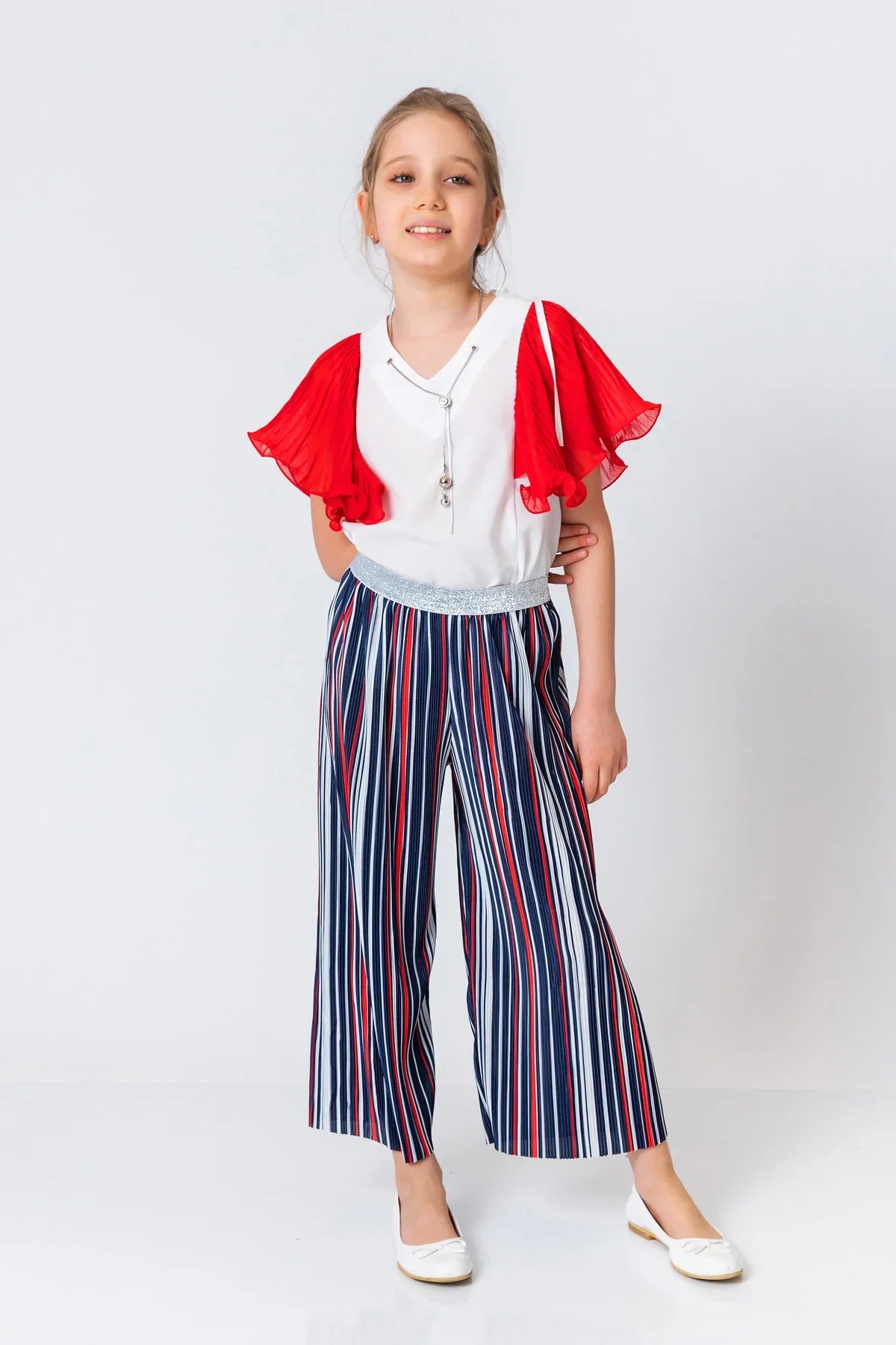 InCity Kids Girls Multicolor Striped Wide Leg Dress Pants InCity Boys & Girls