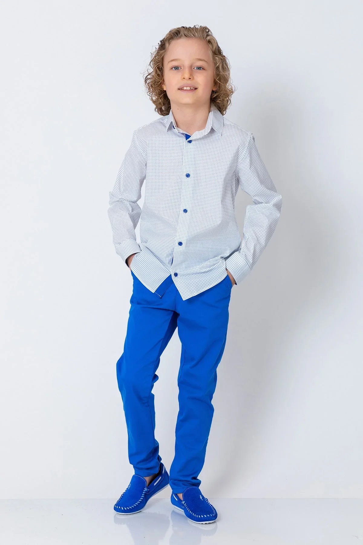 InCity Kids Boys Collared Long Sleeve Star Dress Shirt InCity Boys & Girls