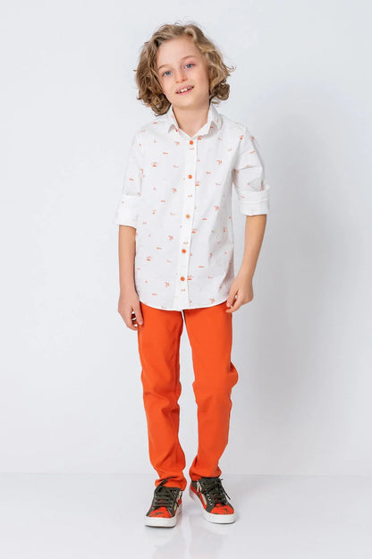 InCity Kids Boys Collared Button Up Printed Dress Shirt InCity Boys & Girls