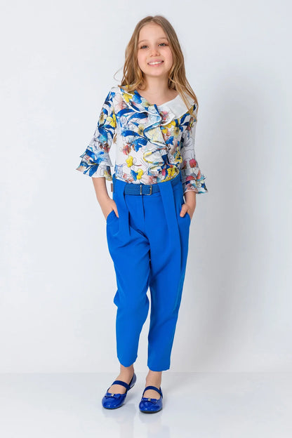 InCity Kids Girls Floral Print Cascade Fashion Blouse InCity Boys & Girls
