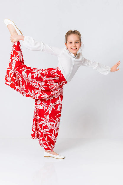 InCity Kids Girls Floral Print Wide Leg Fashion Pants InCity Boys & Girls