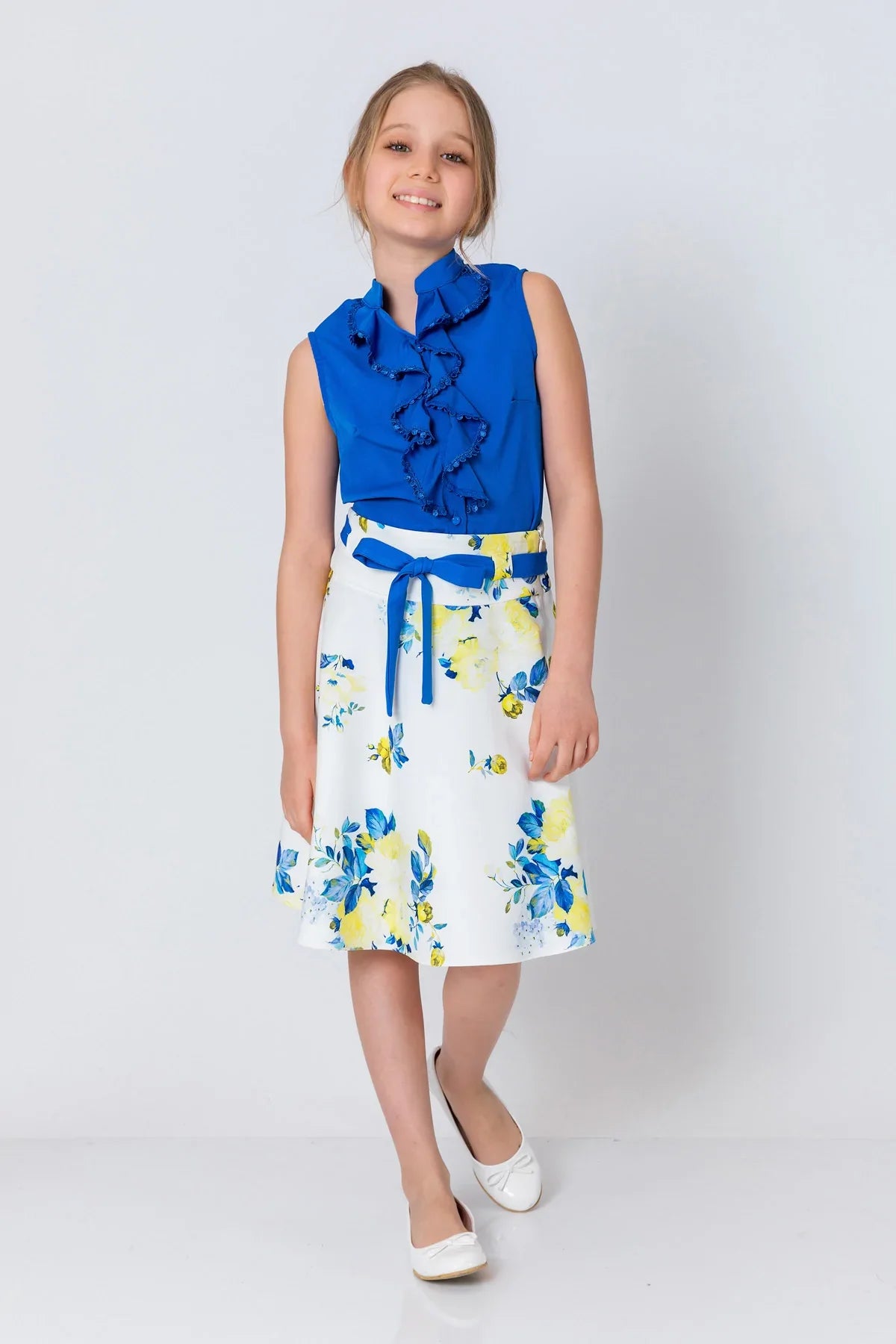 InCity Kids Girls Solid Cascade Sleeveless Fashion Blouse InCity Boys & Girls